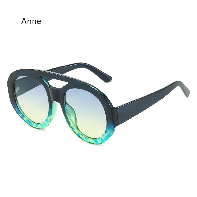 Oversized Round Goggle Men Fashion Double Bridge Gradient Candy Color Women Shades Eyewear Trendy New UV400 Sun Glasses image 6