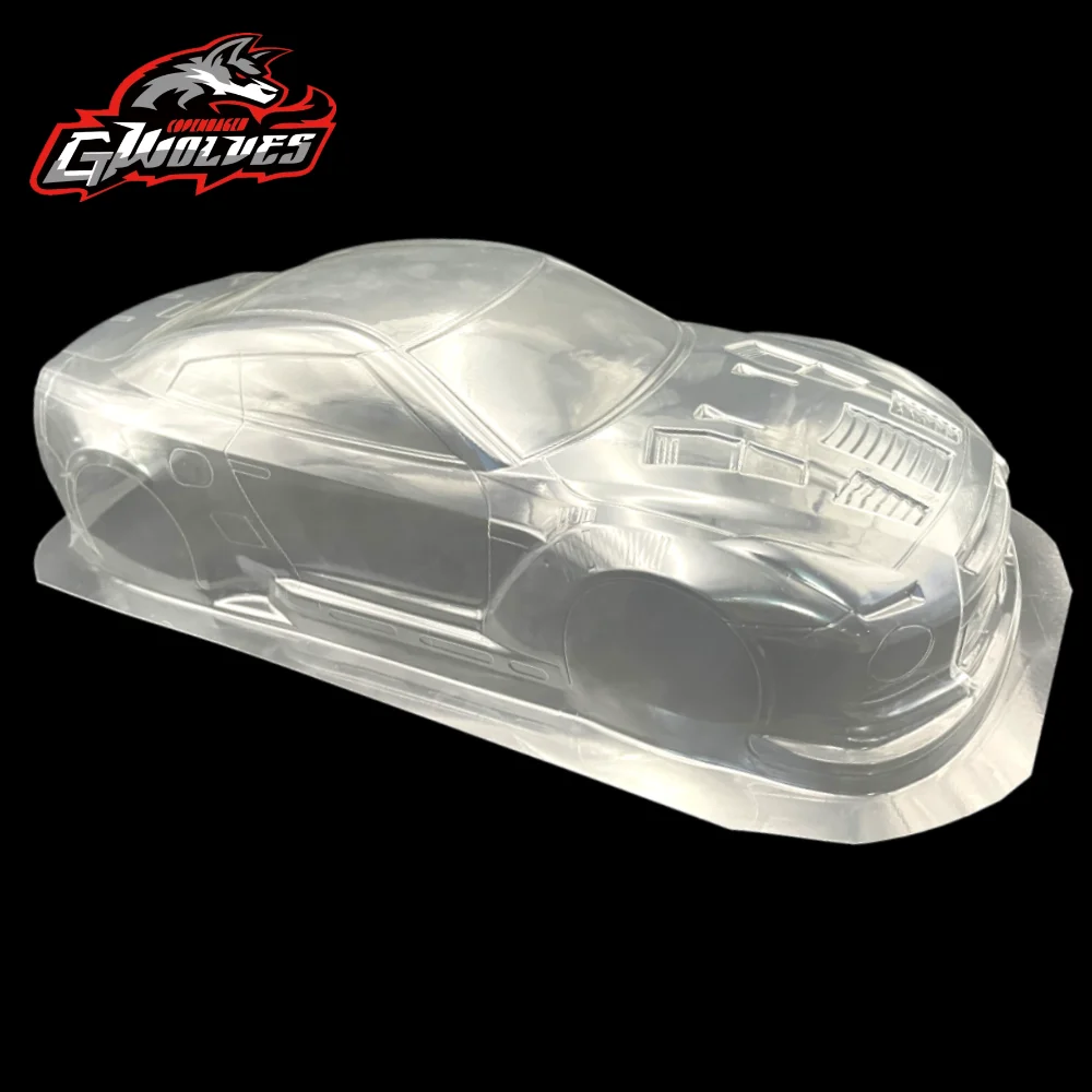 1/10 GTR R35 PVC Transparent clean no painted RC body shell 195mm Width drift Lampshade tail for hsp hpi traxxas Tamiya D5s mst