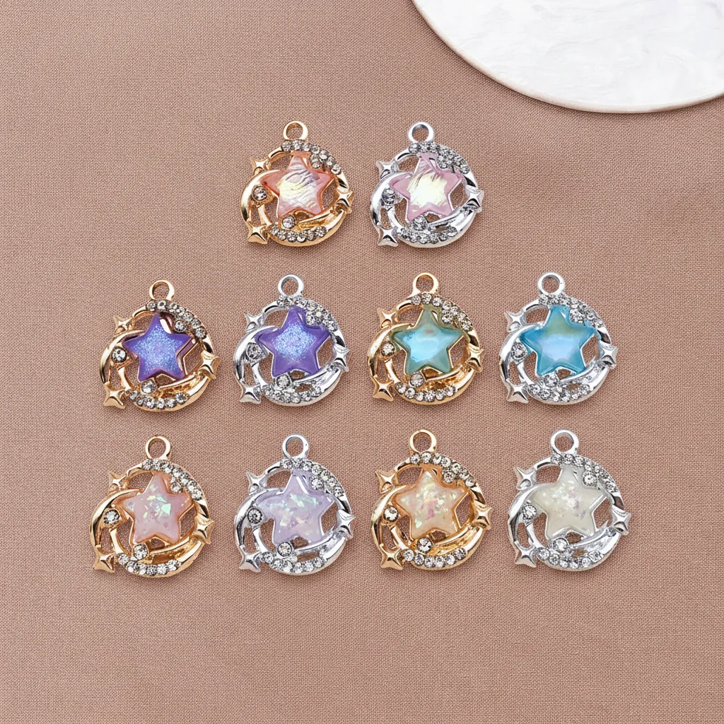  2/10Pcs New Star Moon Charms Fashion Alloy Pendants For DIY Handmade Necklace Bracelet And Jewelry Making Accessories Crafts