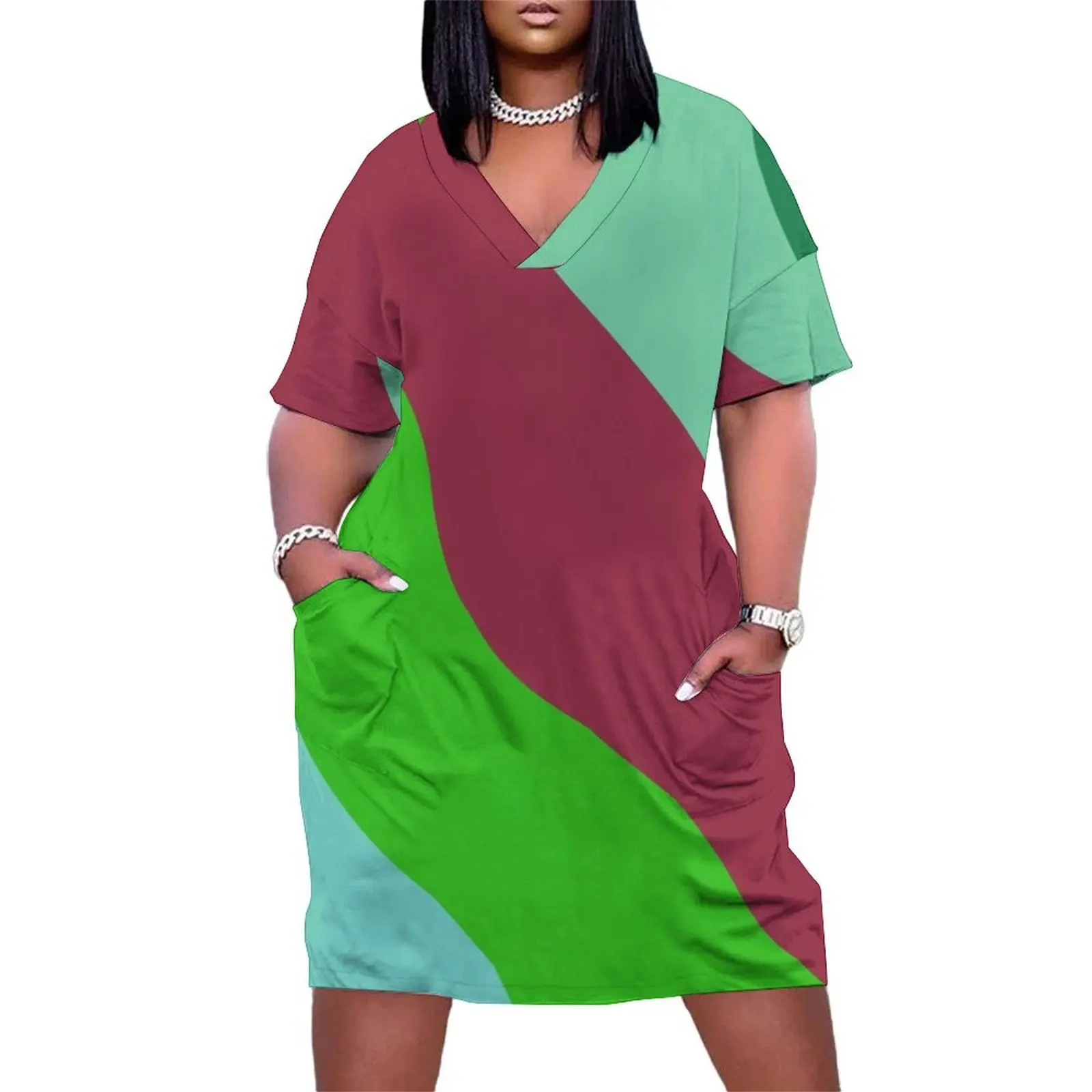 

13 Going on 30 Camouflage - green and red Loose Pocket Dress summer dress daily elegant dresses for women