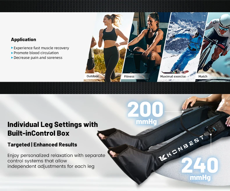 Two Legs Use Wireless Pneumatic Air Compression Boots Medical Grade Sequential Leg Massager Muscle Pain Relief DVT Prevention