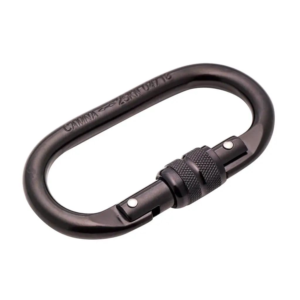 Steel 25KN High Strength Screw O Shape Carabiner Rock Climbing Hook for Rappelling Rescue Outdoor Adventure