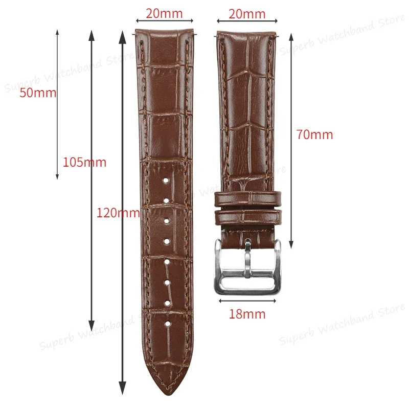 18mm 19mm 20mm 21mm 22mm Genuine Leather Watch Band Bamboo Pattern Cowhide Quick Release Bracelet Men Women for Huawei GT