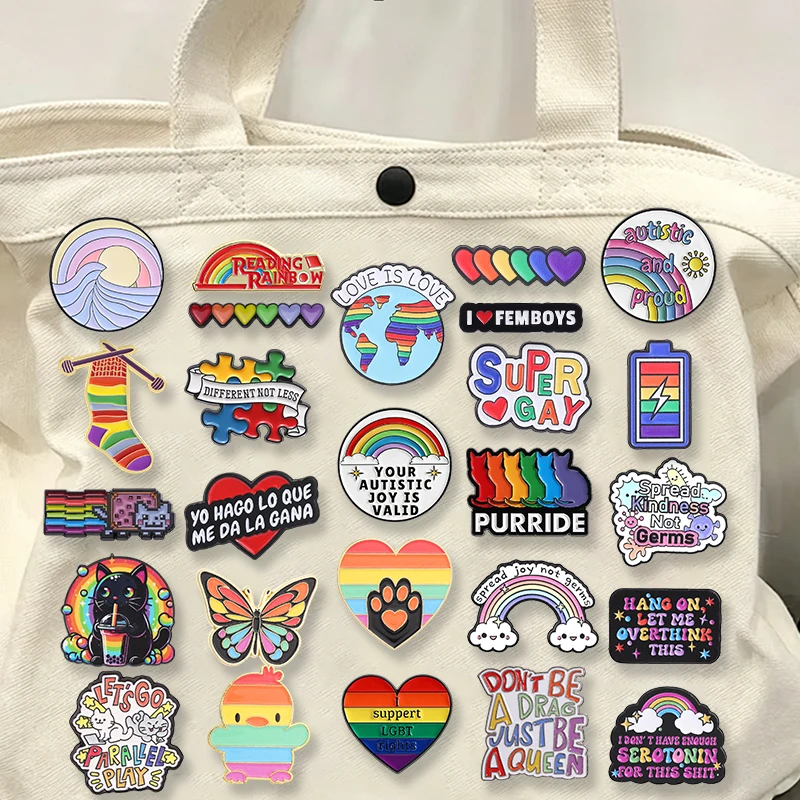 LGBTQ Rainbow Pride Enamel Pins Diverse Inclusive Symbols Brooch Backpack Lapel Badge Jewelry Gift for Friends