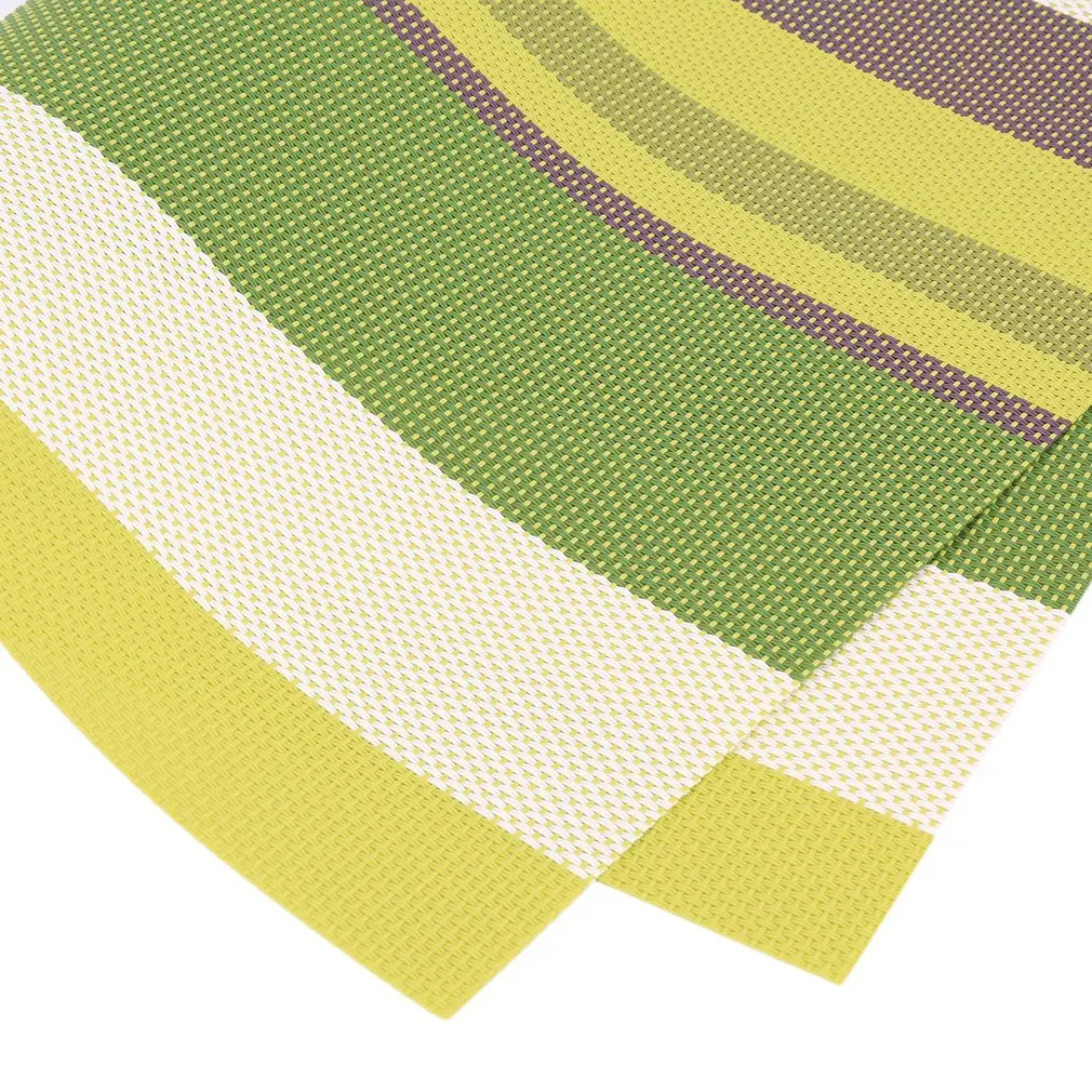 2Pcs Stripe PVC Heat Insulation Table Mat Waterproof Anti-Skid Dining Table Placemats Pot Cup Mat For Kitchen Accessories