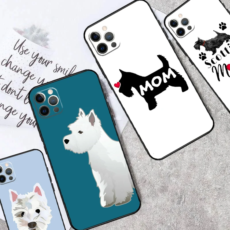 Westie-funda de teléfono de Terrier escocés, carcasa para iPhone 13, 14, 15, 16 Pro Max Plus, 11, 12 Pro Max, 7, 8, X, XS, XR, 12, 13 Mini