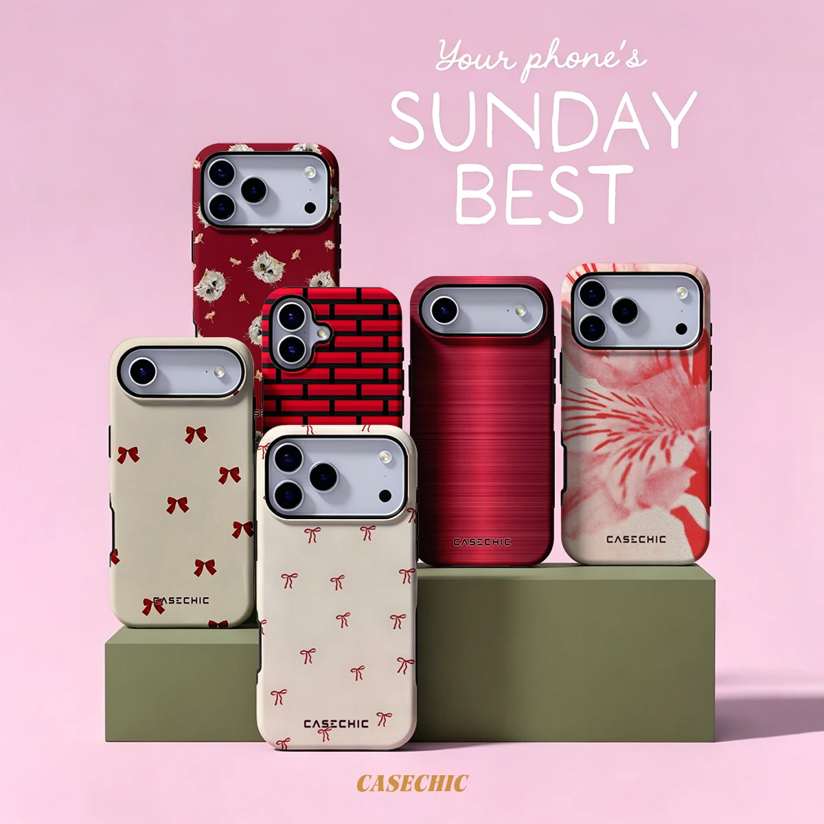 Red Bow Tie Pattern For Samsung Galaxy S26 S25 S24 A56 A36 Phone Case Double-Layer Protection Cover for Women Girl CaseChic