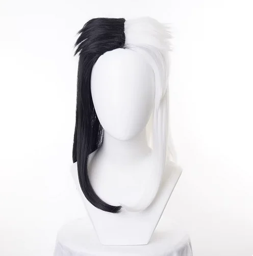 

Short Black White Ms. Spot Hair Deville Dalmations Heat Resistant Synthetic Cosplay Costume Wigs + Wig Cap