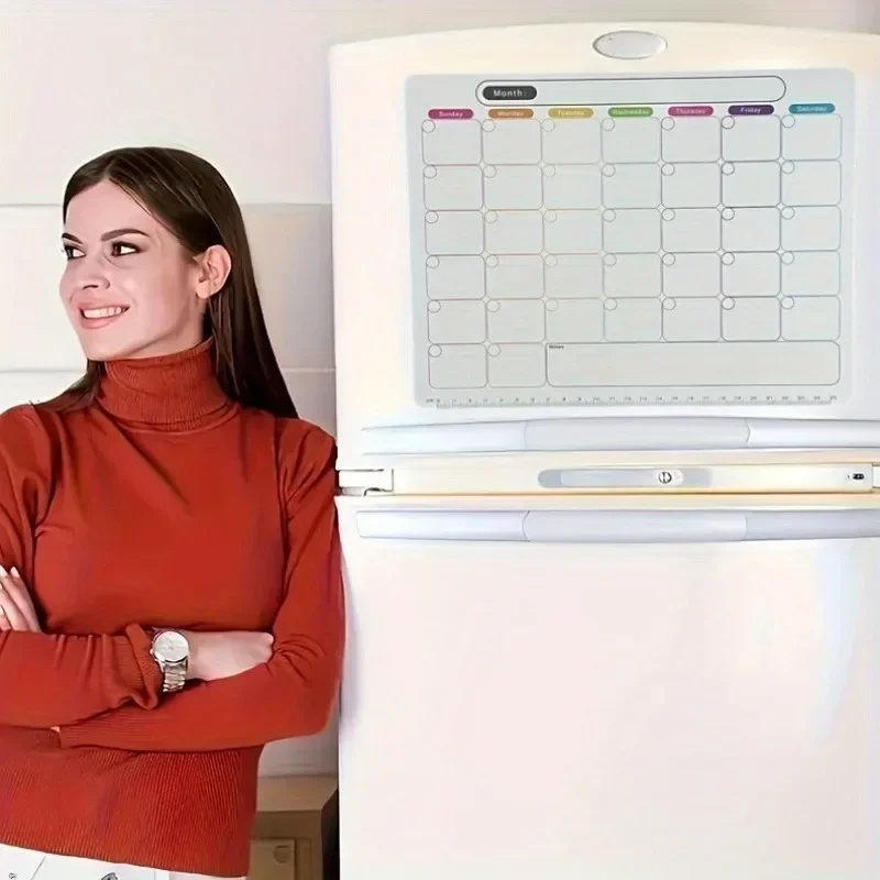 

A Refrigerator Magnet ,Monthly And Weekly Planner, Magnetic Calendar Sticker, Soft Note Message Board