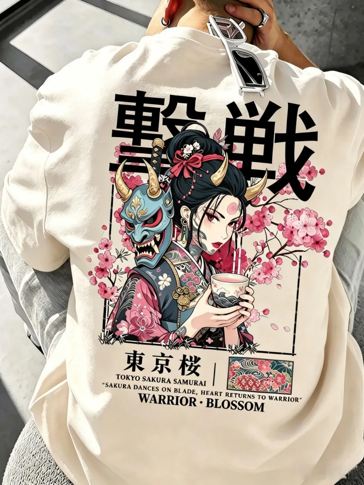 Europäisches und amerikanisches Herren-Sommer-T-Shirt mit Geistermasken-Tänzer-Buchstaben-Print, weich und atmungsaktiv, Rundhalsausschnitt, Outdoor-Street-Top – Detail 8