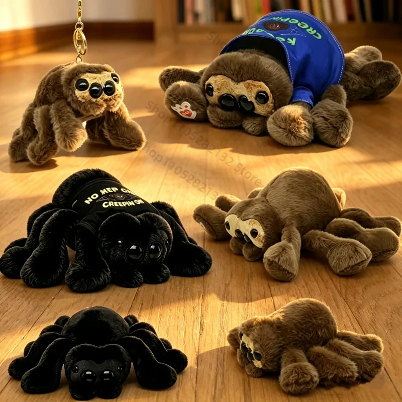 New Lucas The Spider Plush Cute Jumping Spide Plush Anime Peripherals Soft Stuffed Animal Black Spider Plushie Decoration Gift