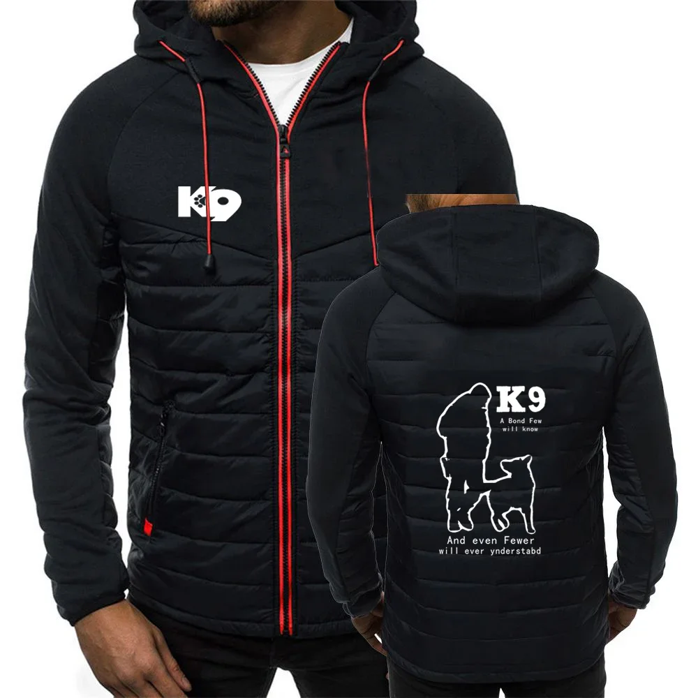 2024 Men TRAINER K9 Team K9 Unit Malinois New Printing Casual Fashion Patchwork Seven-color Cotton-padded Jacket Hooded Clothes