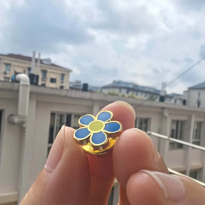 2pcs Masonic WW2 Lapel Pin Freemason Cute Small Flower Brooches Forget Me Not Enamel Collar Badges Leaf Rope Metal Craft