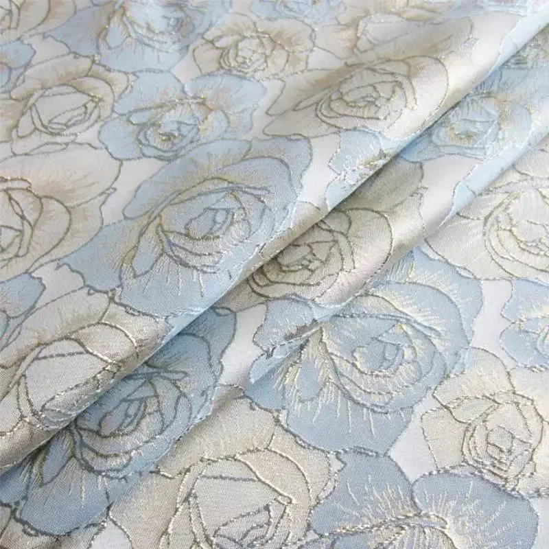 Gold Rose Jacquard Fabric For Autumn Coat Vest Collar Yarn Dyed Gold Silk Fabric Dress Material Cross Border Fashion DIY Sewing