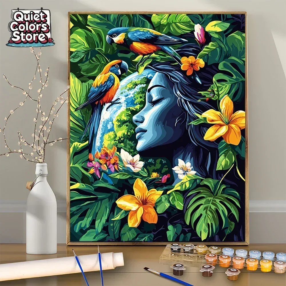 

Rainforest Concerto of the Earth and a Maiden DIY Acrylic Digital Painting Kit For Beginners Home Wall Decor Frame Not Included