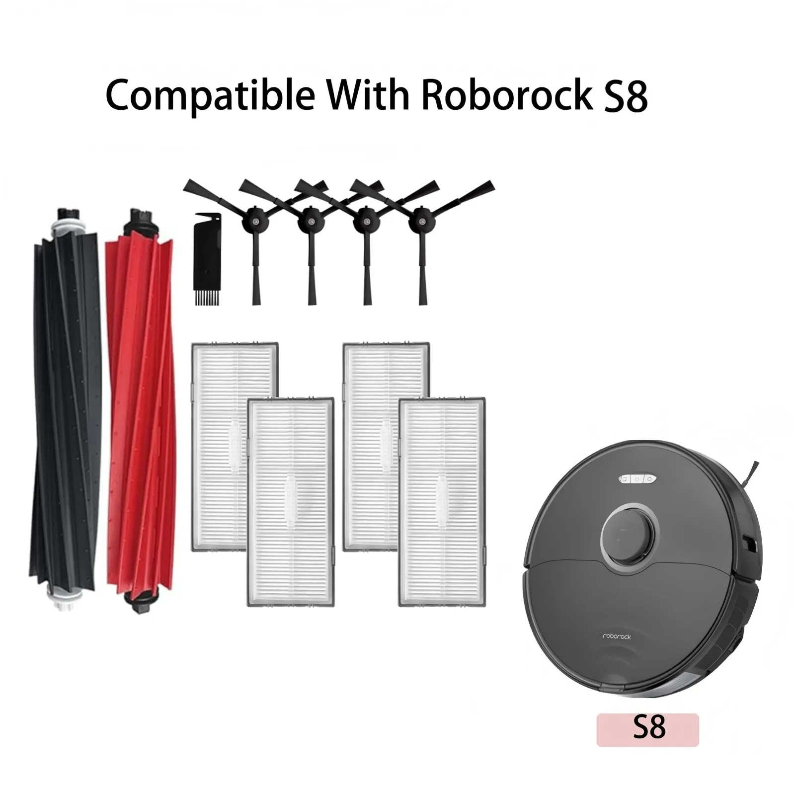 Fit For Roborock S8 Robotic Vacuum Cleaner Replacement Spare Parts Main Roller Side Brushes Hepa Filters Mop Cloths Accessories