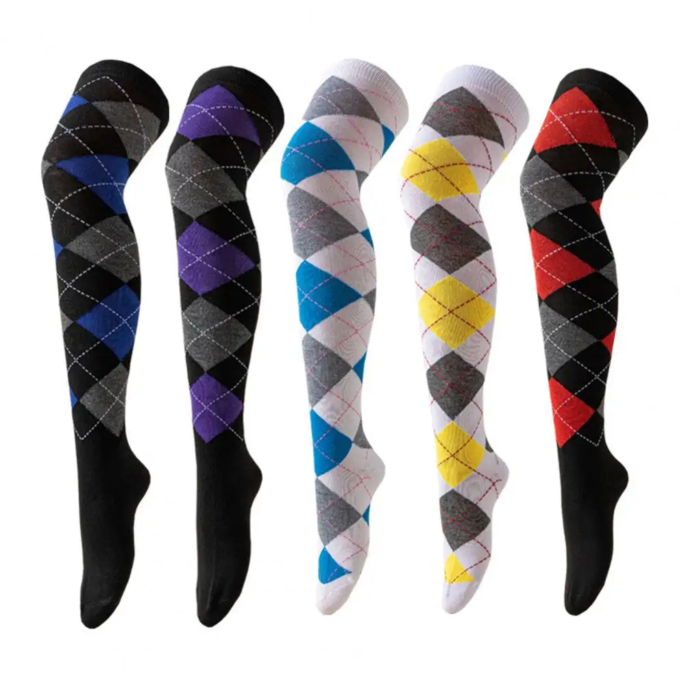 1 زوج الفخذ العليا فوق جوارب طويلة إلى الركب للنساء جوارب طويلة لطيف سميكة تدفئة الساق القطن طويل القامة أنبوب فتاة جورب التباين