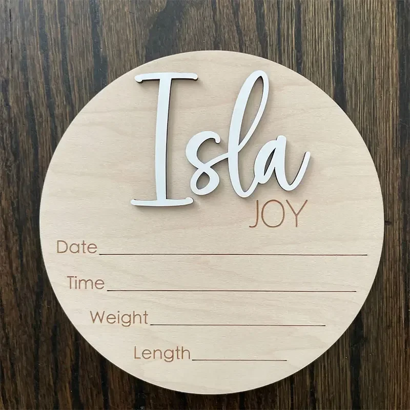 Custom Name Hospital Birth Announcement Sign Baby Announcement Boy Name Plaque Newborn Baby Shower Gift