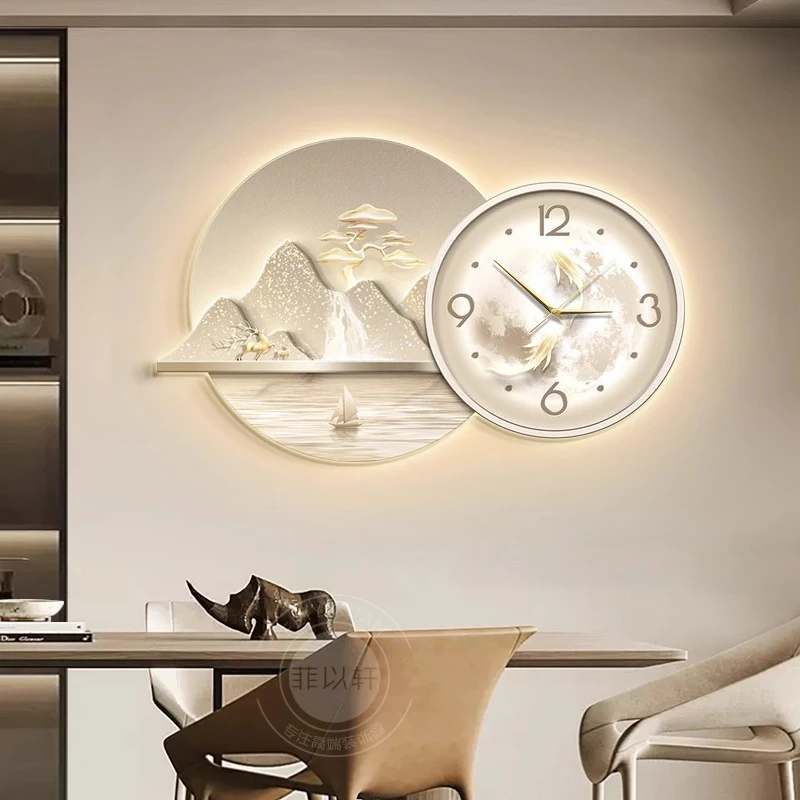

Restaurant Background Wall Decorative Painting Wall Clock Living Room Mute Digital Clock Large Abstract Clock Mural Decoration