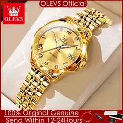 OLEVS Women's Mechanical Watch Stainless Steel Strap Dual Calendar Luxury Ladies Wristwatch Original Automatic Watches for Women