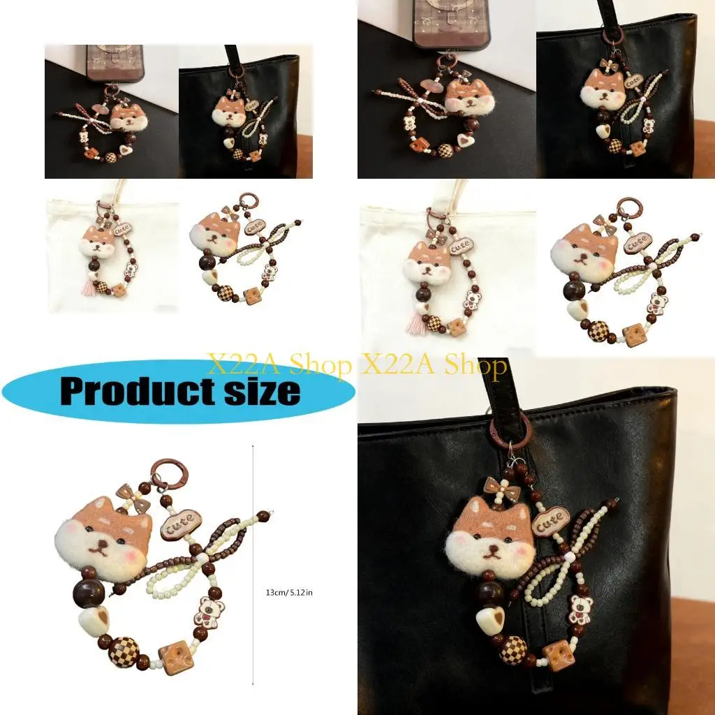 ユニークな多用途-pvc-キーホルダーかわいい柴犬ちょう結びチャームバッグぶら下げチェーンキーアクセサリー車の財布やギフト用
