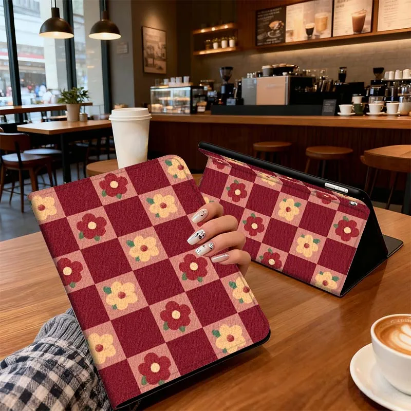 

Vintage Checkered Pattern For Xiaomi Mi Redmi Poco Pad 2 4 5 7S 6S 6 7 8 Max Plus Ultra SE Pro K 2025 Tablet Case