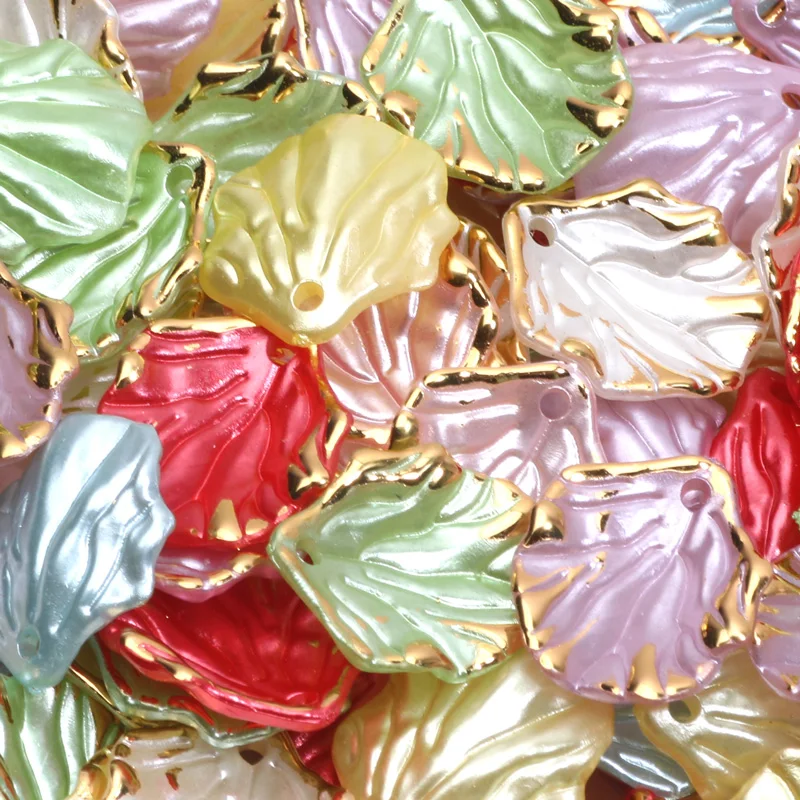 50 stücke 15x18mm mehrfarbige Blütenblatt Acryl Perlen lose Spacer Perlen für Schmuck machen DIY Halskette Armband Ohrringe Charms Handwerk