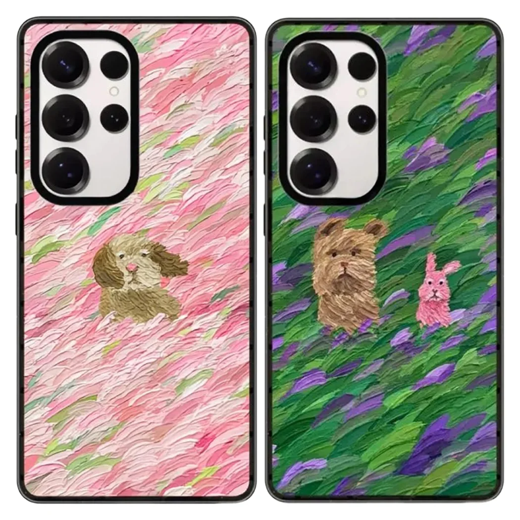 

Field Puppy Pattern Acrylic Black Border Case for Samsung Galaxy S26 S25 S24 S23 Ultra S26U S25+ S26 Plus Protective Case