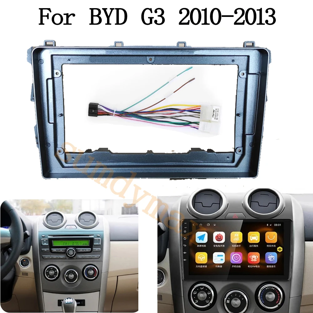 

9inch Car Radio Fascia with power wire for BYD G3 2010 2012 2013 Special Dash Trim Kit Frame Panel Head Unit Car Refitting