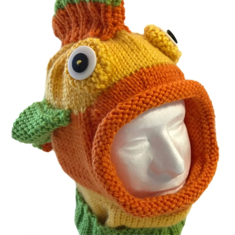 

3D Clownfish Hat Knit Costume Outdoor Beanie Family Gathering Halloween Hat