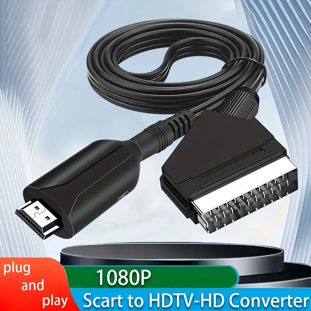 1080P SCART HD Video Audio Converter with USB Cable For HDTV Sky Box DVD Television Signal Upscale Converter