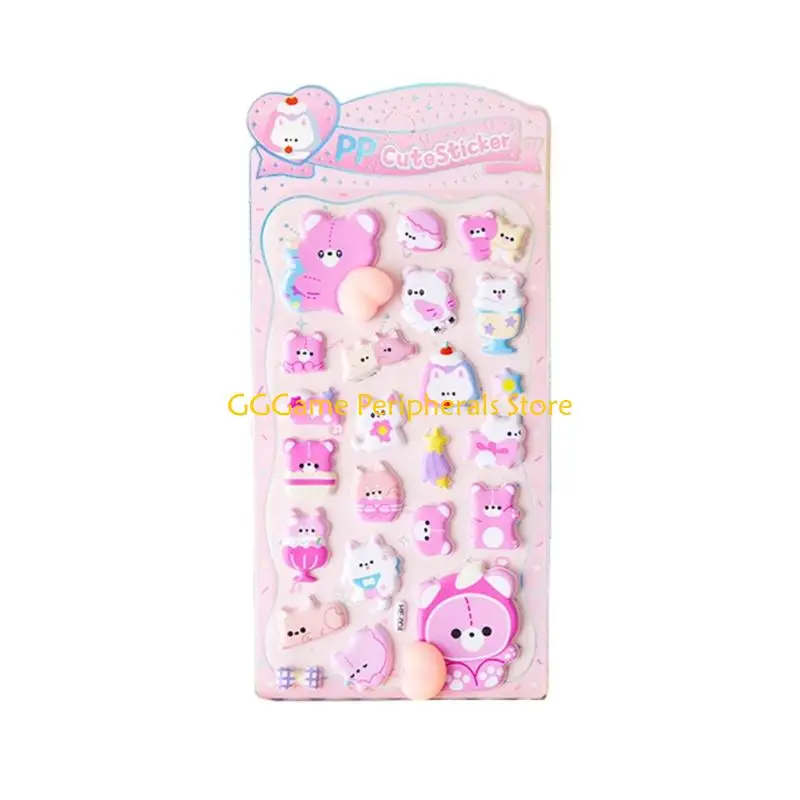 U55B Puffier Sticker Decorative Sticker for Scrapbooking Journals Notebook Phone Case, Reusing Sticker for Scrapbooks
