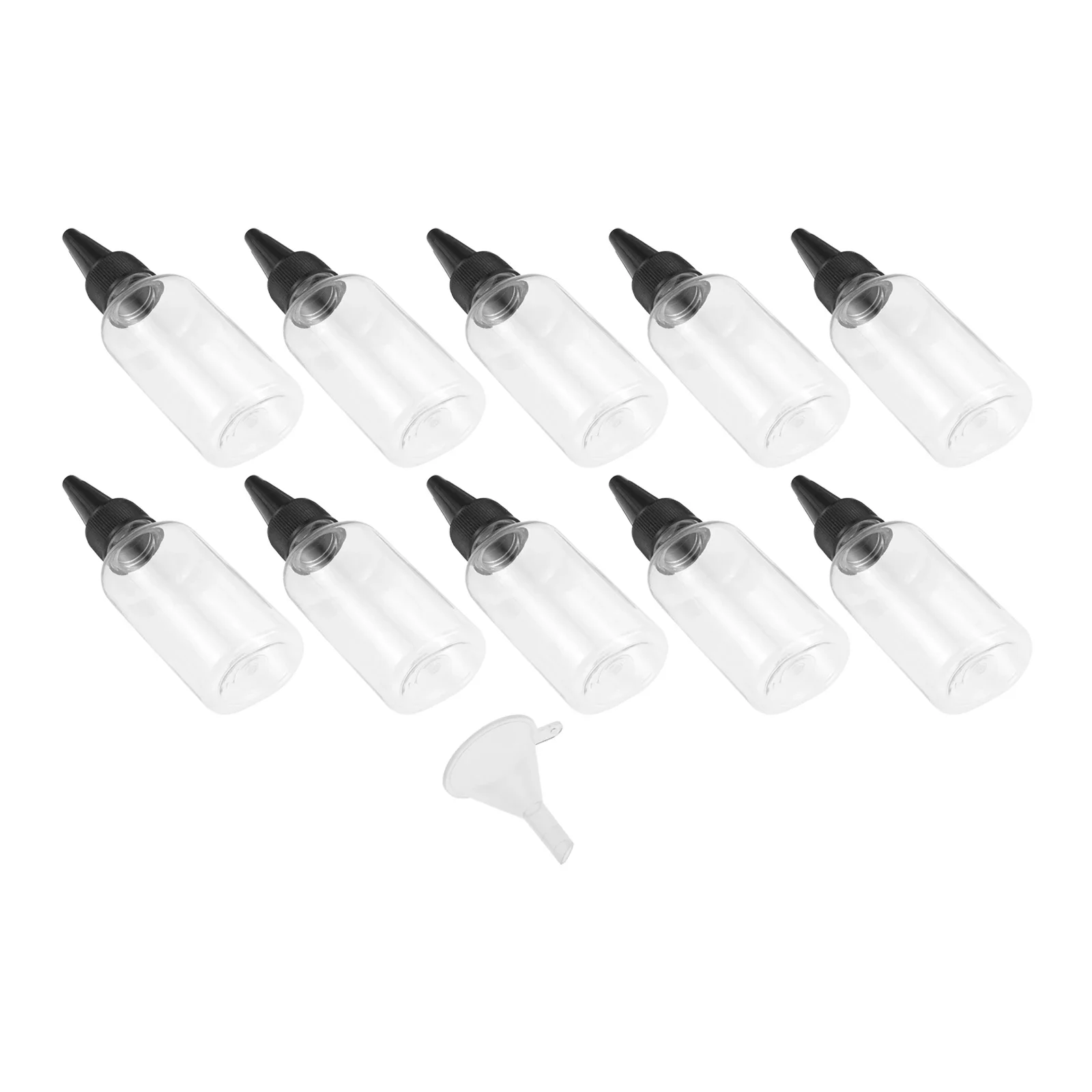 10pcs/set Transparent Dropper Bottles 50ml Plastic Jar with Funnel Leak proof fit Glue Pigment Dye Henna Nail-art Oil Watercolor