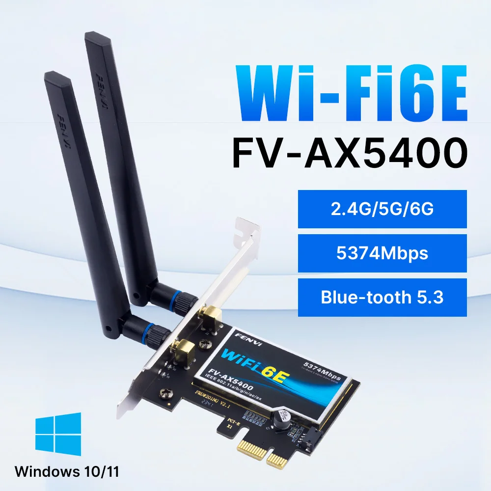 AX210 WiFi 6E PCI Express Wireless Network Card 2.4G/5G/6GHz 5374Mbps PCIe Wifi Card AX5400 Bluetooth 5.3 WiFi Adapter for PC