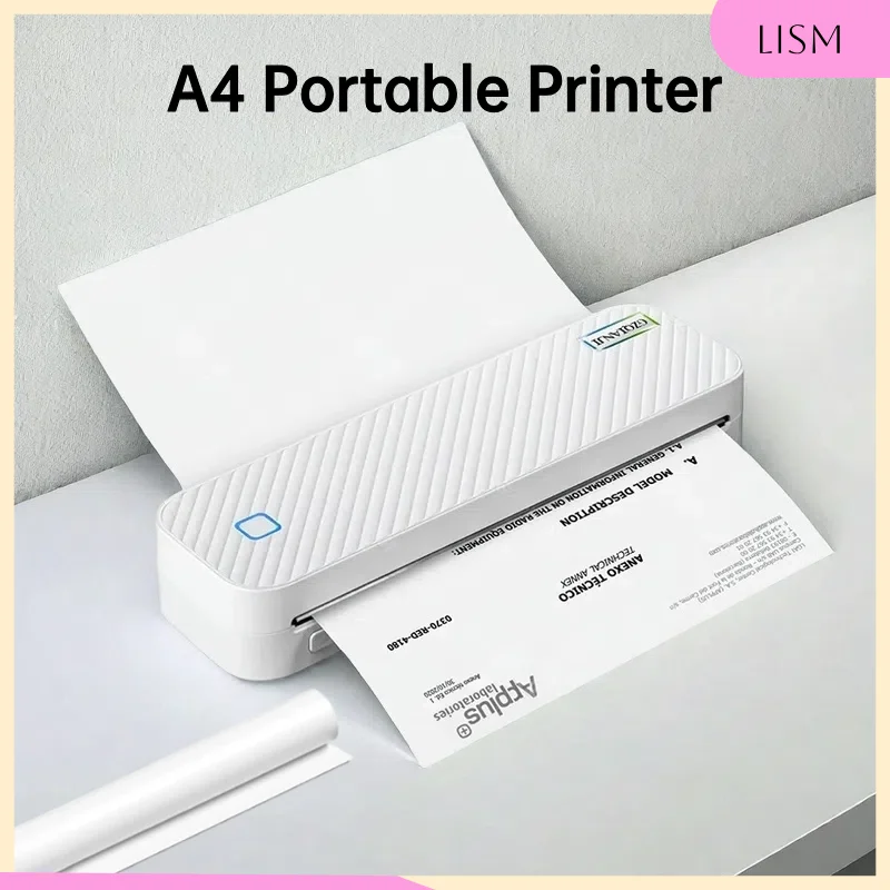 LISM Pocket A4 Printer Inkless Portable Photo Document Bluetooth Wireless Phone/Window Home Office Mobile Use Thermal Printer