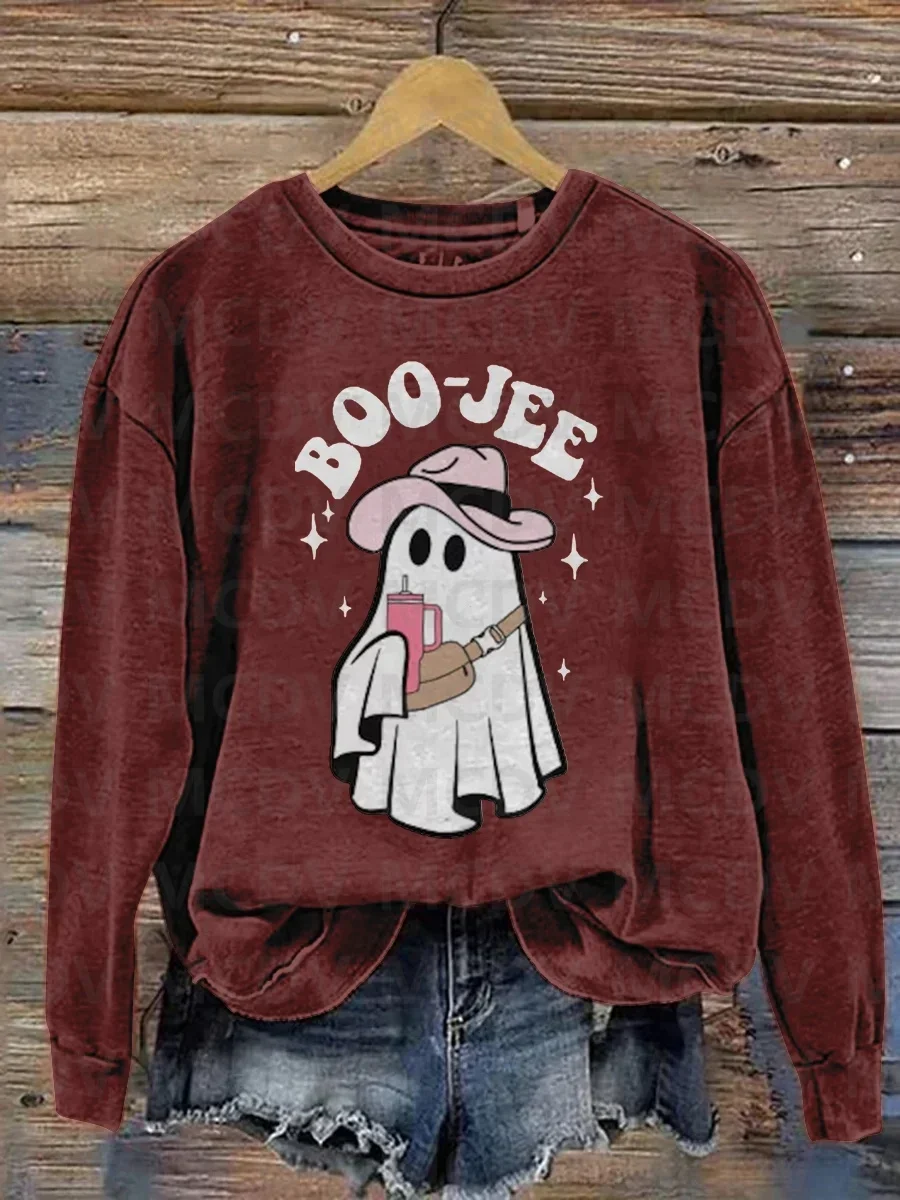 Boo-Jee Ghost Halloween Casual Sweatshirt 3d Bedrukt Dames Casual Pullover