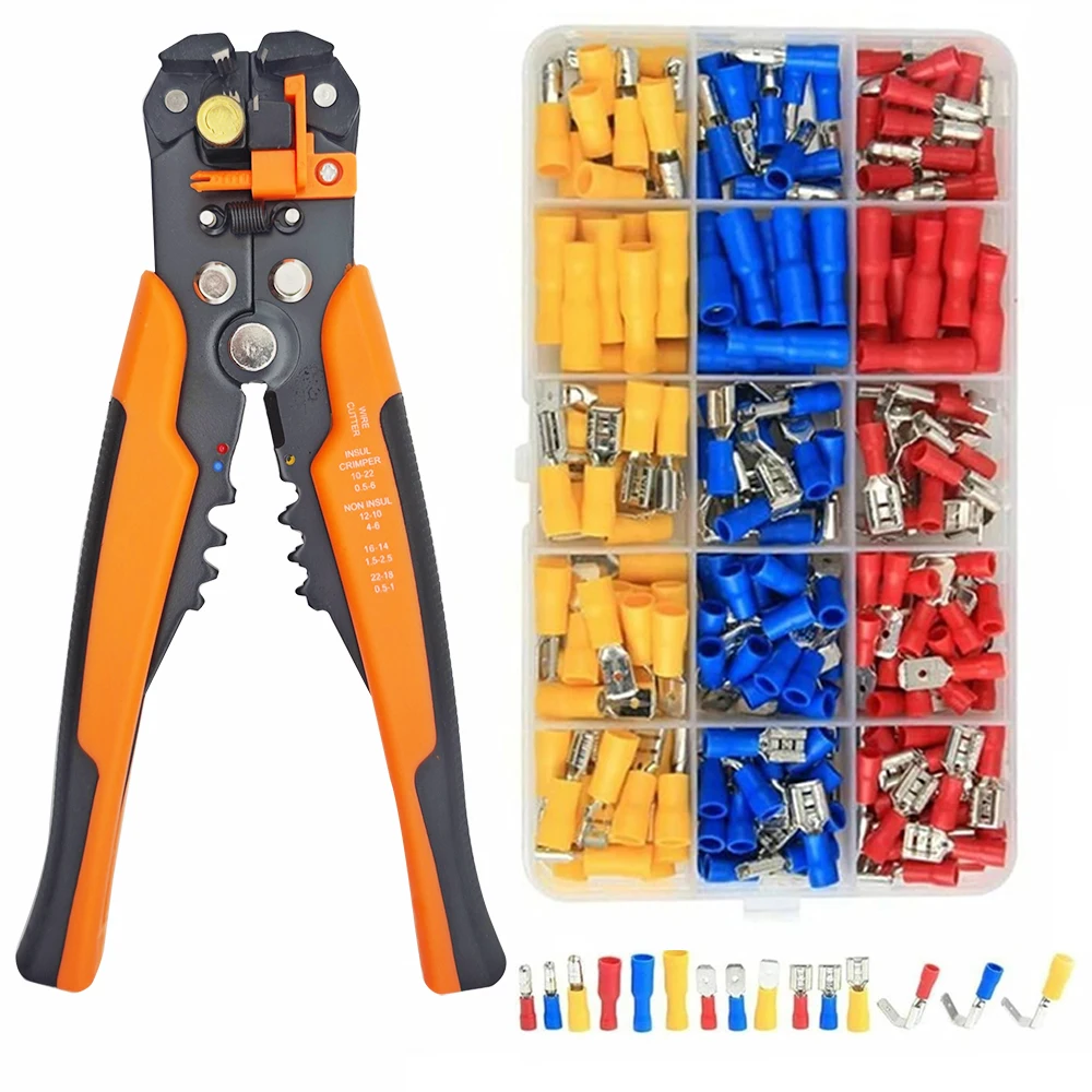 

236Pcs Spade Connector Insulated Wire Crimp Connectors Kit with Wire Stripper/Wire Crimping Tool Automotive Cable Terminals