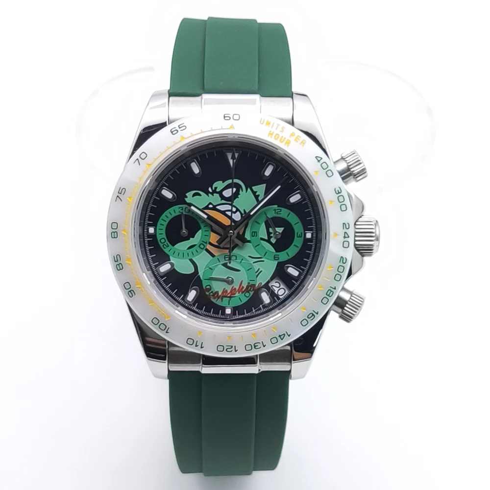 PARNSRPE Panda dial 39mm Multifunctional chronograph New Men's Quartz Watches Stainless Steel Waterproof Sapphire