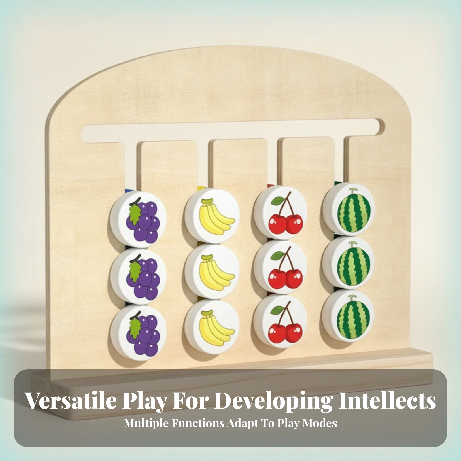 Educational Matching Board Double-Sided Wooden Reasoning Board Matching Card Toy Movable Discs Preschool Reasoning Game