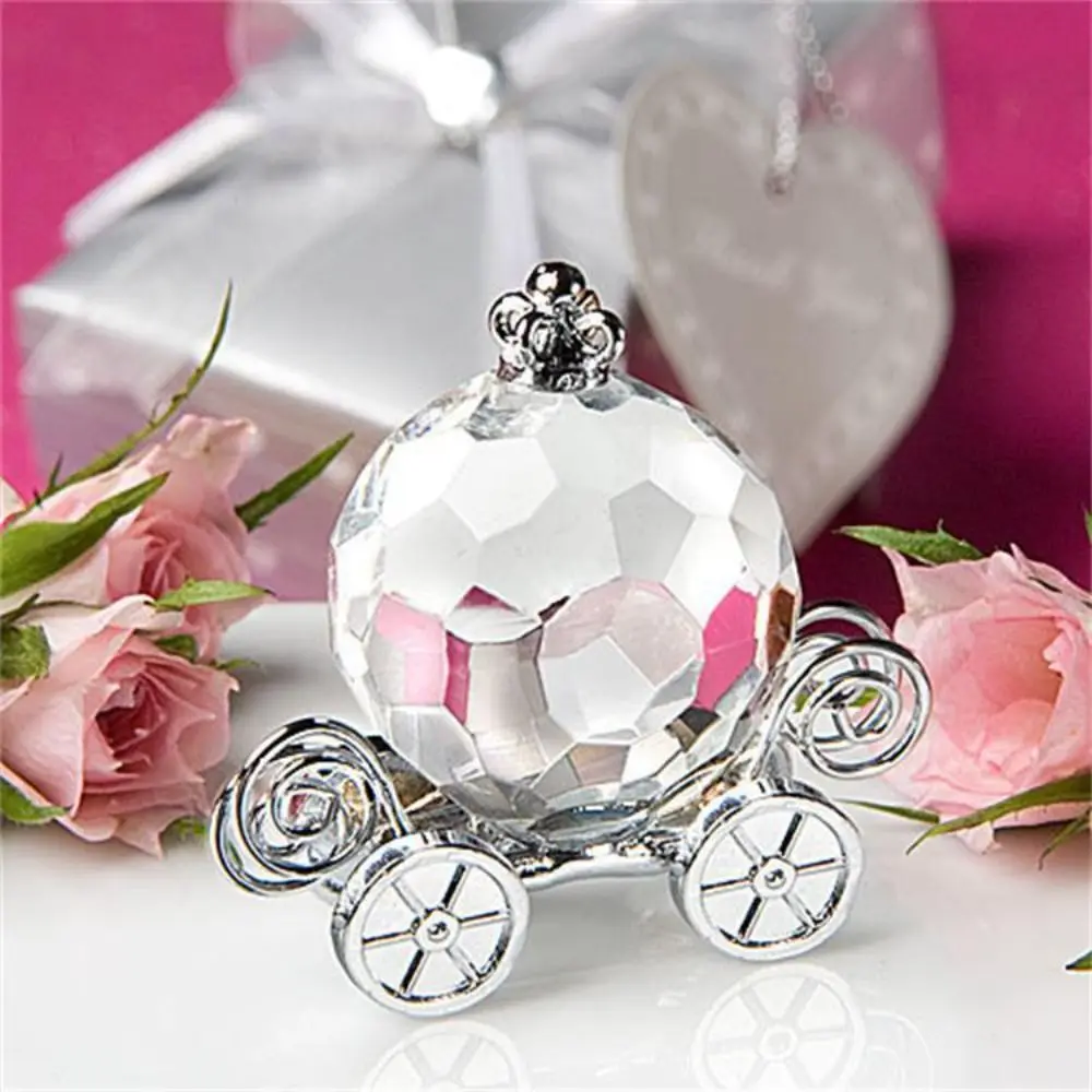 Exquisite Crystal Pumpkin Car Mini Creativity Table Ornaments Cartoon Sparkling Crystal Carriage Office Home Decoration