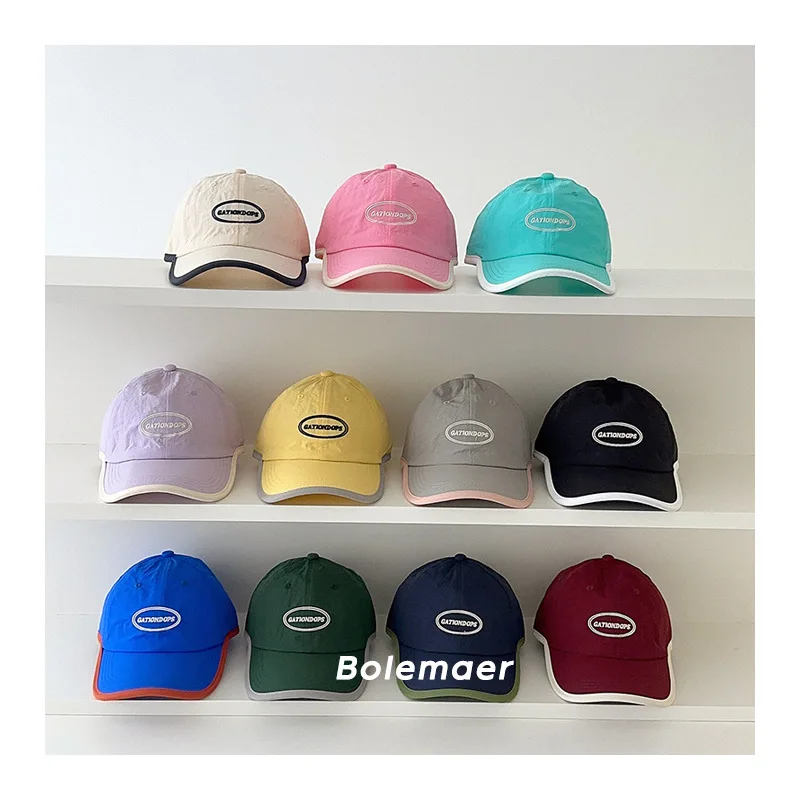 Summer Kids Hats Children's Quick Drying Duck Tongue Cap Summer Thin Boys' Outdoor Sun Hat Girls' Color Blocking Baseball Cap