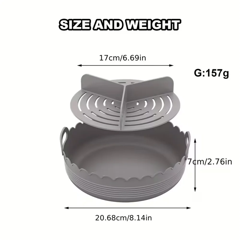 Set of 2 Silicone Bowls for Air Frying,Designed Three Compartments,Cook Different Dishes Simultaneously, Avoiding Flavor Mixing