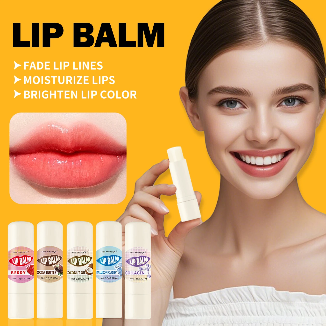 Premium gift set 5PCS/box Lip balm set Hyaluronic acid Long-lasting moisturizing Glossy Suitable for dry lips Valentine’s Day gi