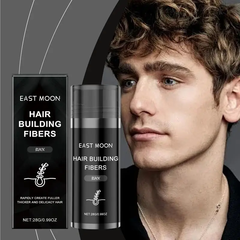 East Moon Black Hair Building Fibers Powder Refreshing Oil Control No-Wash Volumizing Thickening Hair Care Fibers Powder