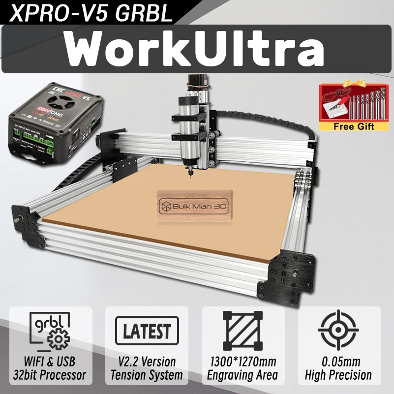 BulkMan3D Latest V2.2 WorkUltra CNC Router Machine Full Kit xPRO V5 GRBL Precise 4-Axis CNC Engraver for Wood Metal Acrylic Cut