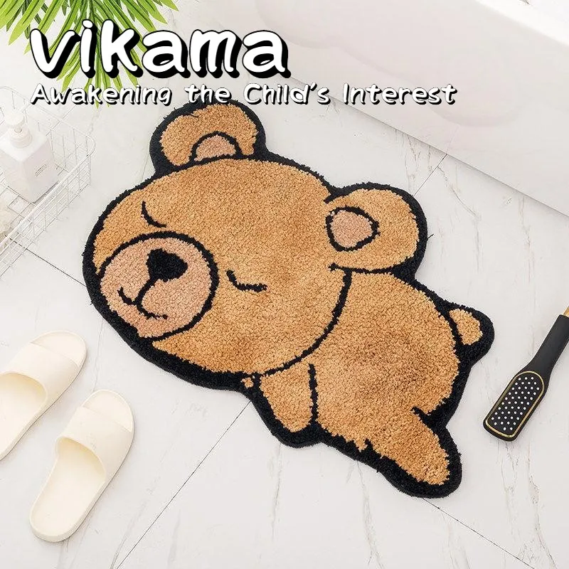 VIKAMA Alfombra de Entrada de Dibujos Animados: Alfombra Antideslizante Absorbente para Baño, Puerta de Dormitorio y Inodoro, Cojín de Piso Interior Resistente al Agua