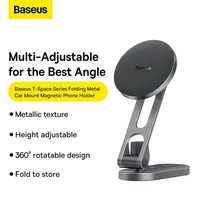 Baseus T-Space Series Folding Metal Car Mount Magnetic Phone Holder Frost Silver