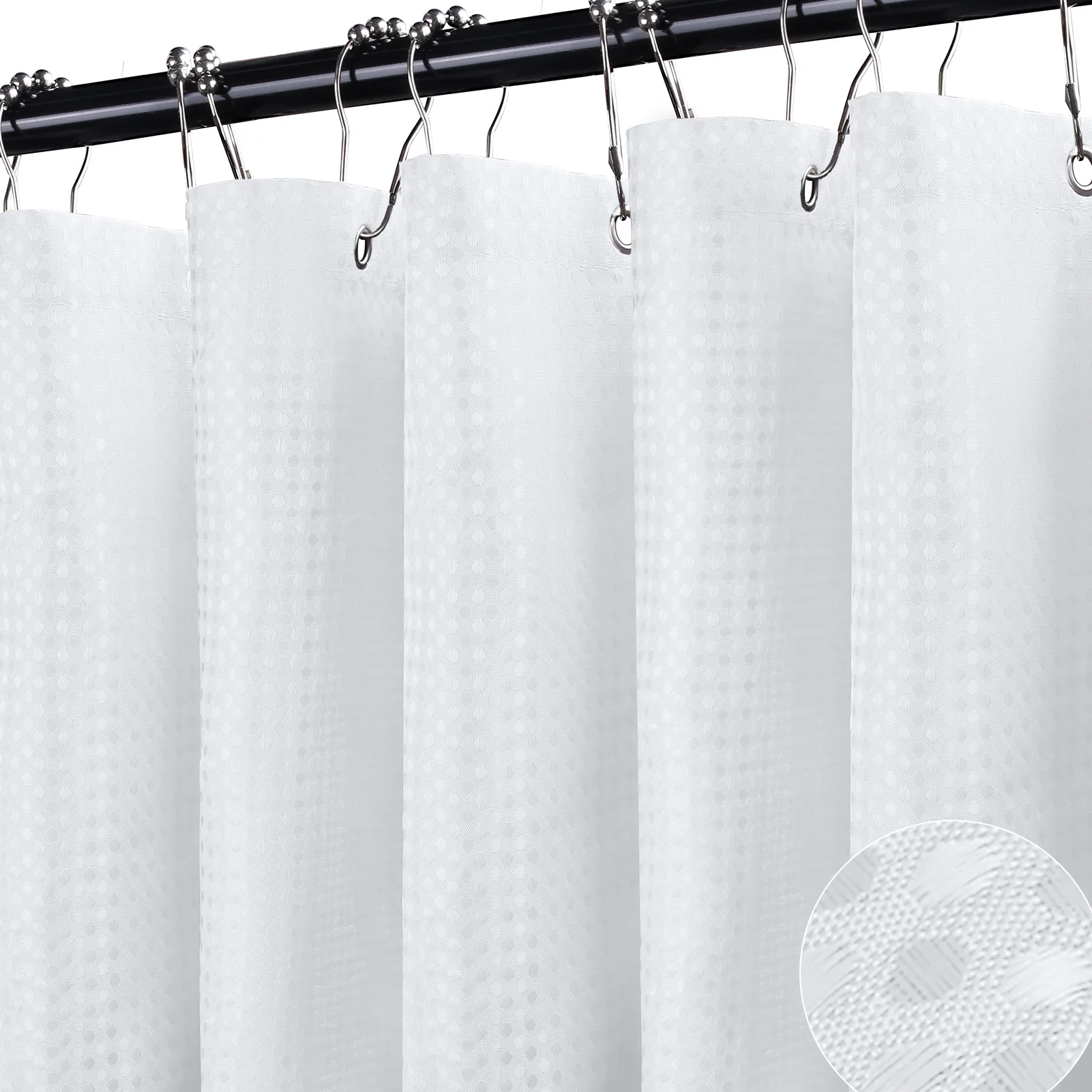 Duschvorhang für Badezimmer mit Metallhaken, Waffel-Duschvorhang 180x180CM, Badvorhang für Nassbereich, Badewanne, Duschkabine