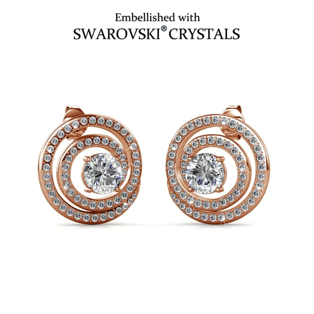 

Daisini Elegant Double Circle Earrings Embellished with Swarovski Crystal 18k Gold Plated Copper Women Fashion Drops Accessory