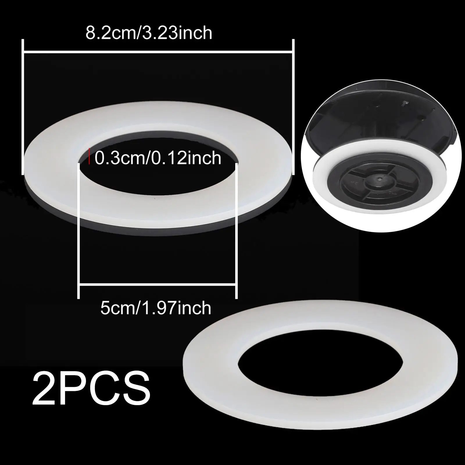 Toilet Parts Silicone Flush Seal Rings Tank Gasket Washer Waterproof White for Leakproof Performance 3 Inch